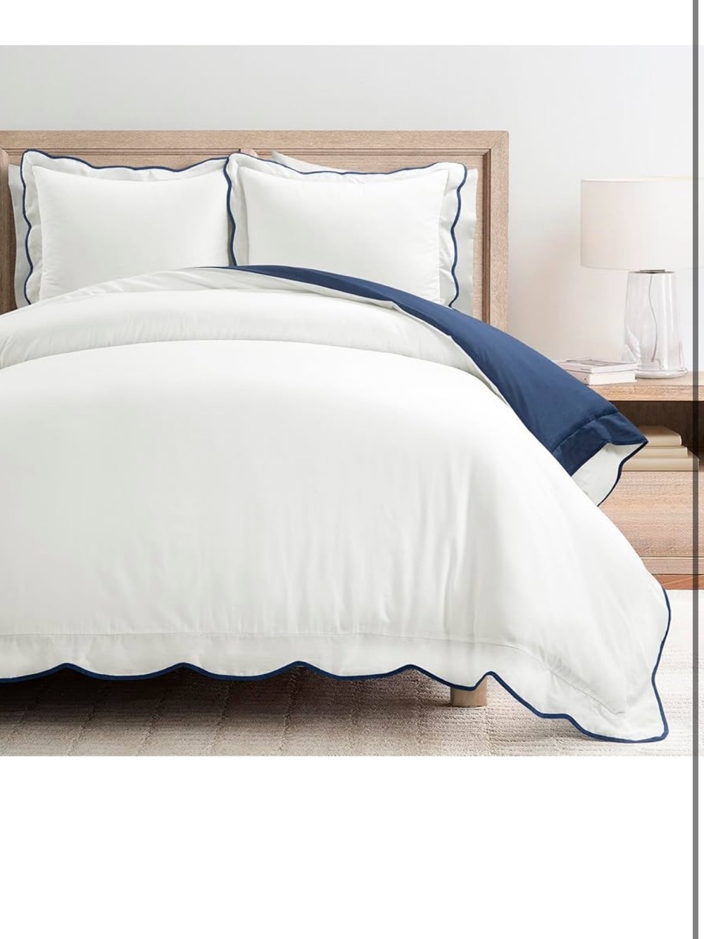 Lush Decor Coastal Chic Scalloped Edge Cotton Duvet Cover Set, 3 Piece Set